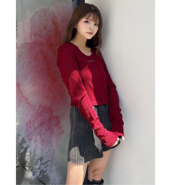 MURUA「ロゴラメテレコトップス」|Tシャツ・カットソー|