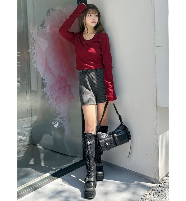 MURUA「ロゴラメテレコトップス」|Tシャツ・カットソー|