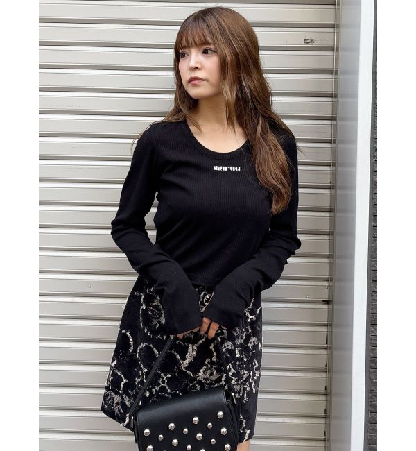 MURUA「ロゴラメテレコトップス」|Tシャツ・カットソー|