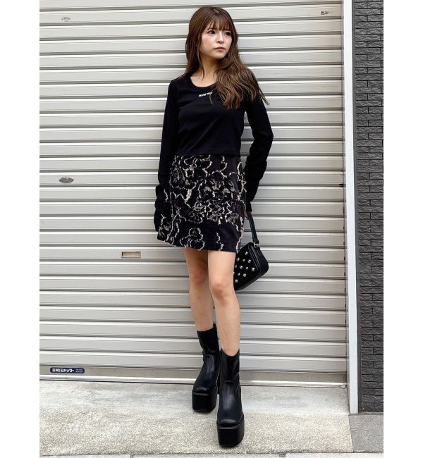 MURUA「ロゴラメテレコトップス」|Tシャツ・カットソー|