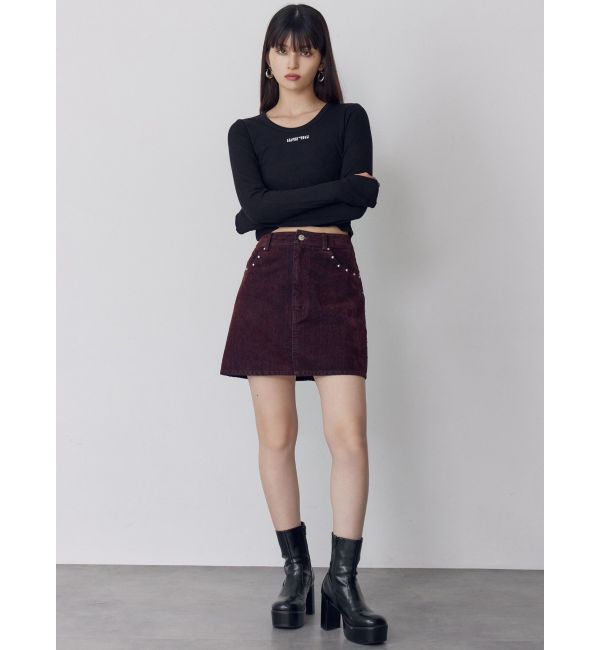 MURUA「ロゴラメテレコトップス」|Tシャツ・カットソー|