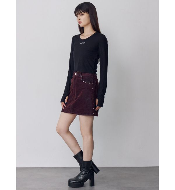 MURUA「ロゴラメテレコトップス」|Tシャツ・カットソー|