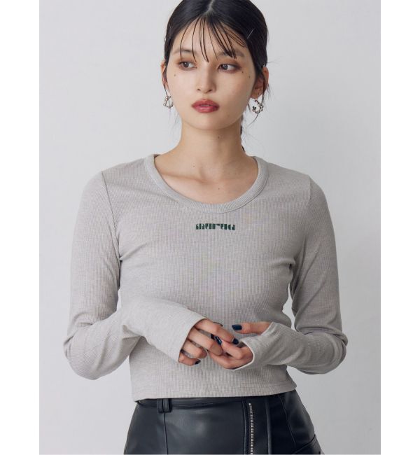 MURUA「ロゴラメテレコトップス」|Tシャツ・カットソー|グレー