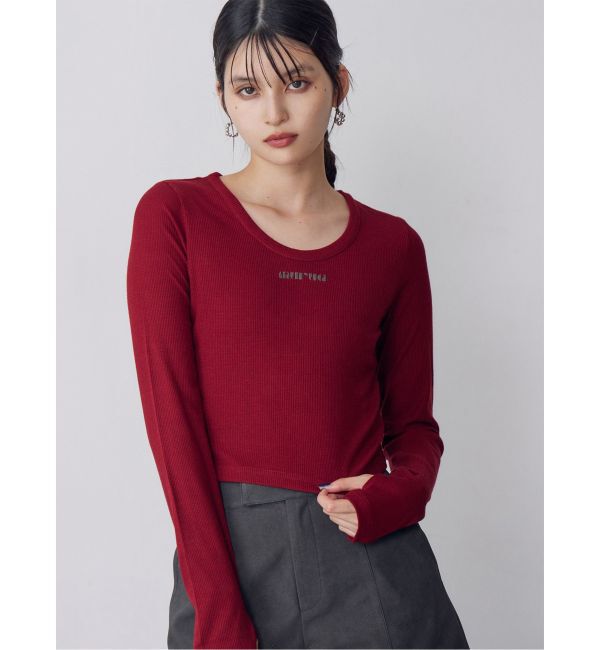 MURUA「ロゴラメテレコトップス」|Tシャツ・カットソー|レッド