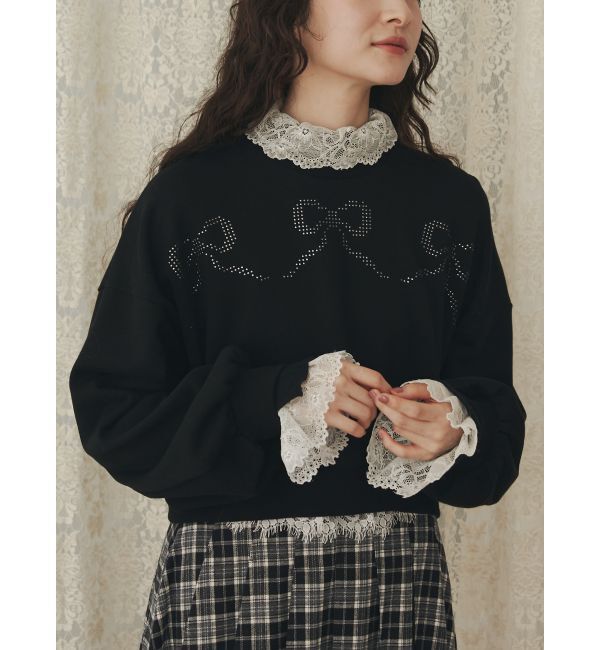 merry jenny「ribbonホットフィックススウェット」|Tシャツ・カットソー|ブラック