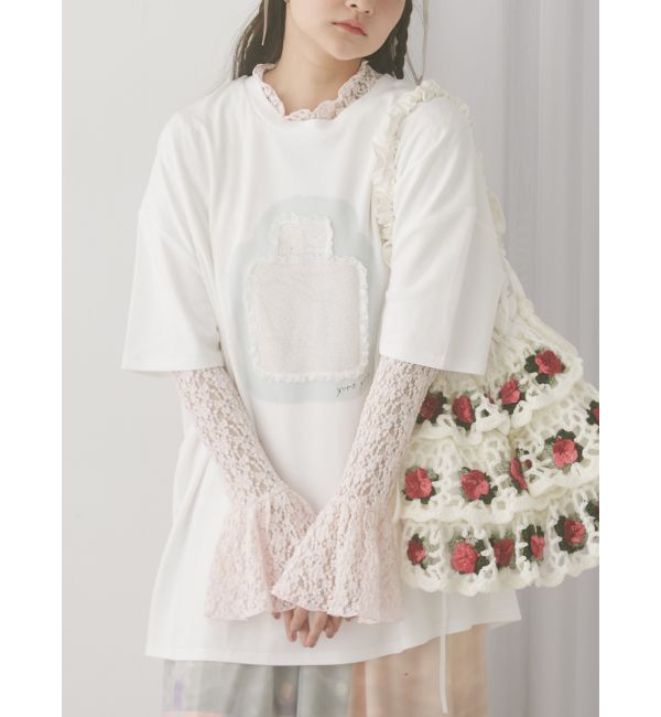 merry jenny「flowerレーストップス」|Tシャツ・カットソー|ピンク