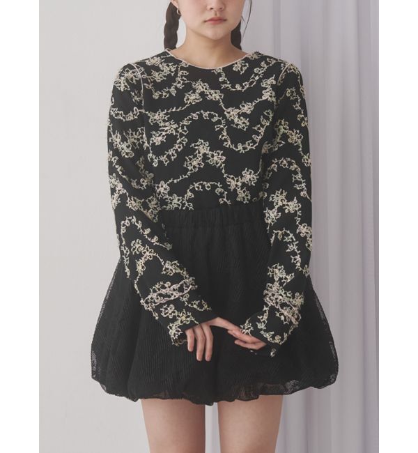 merry jenny「flower pastel tops」|Tシャツ・カットソー|ブラック