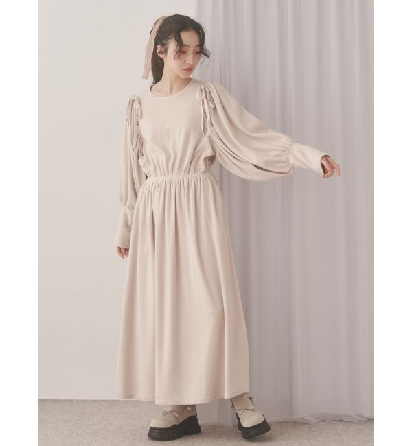merry jenny「ギャザーギャザーフリースワンピース」|ワンピース|