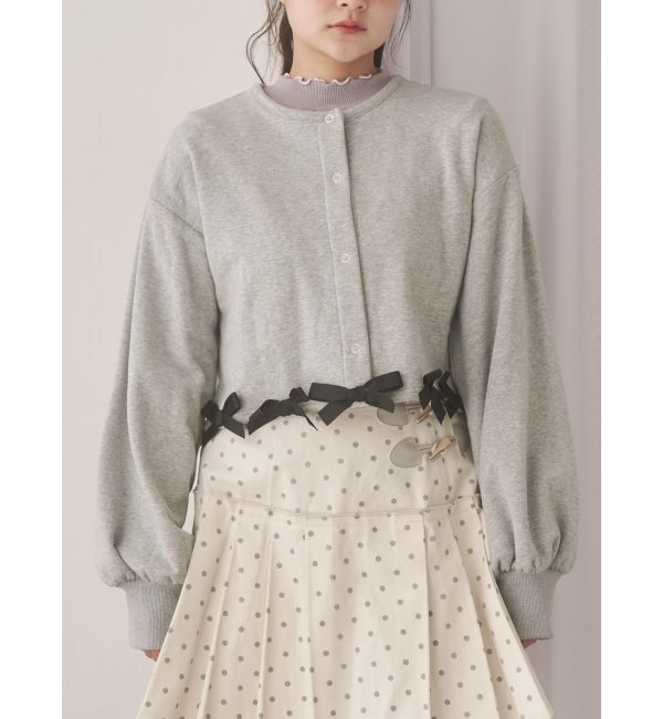 merry jenny「リボンたっぷりスナップカーディガン」|カーディガン|グレー