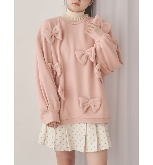 merry jenny「ぽんぽんリボンスウェット」|スウェット・ジャージ|ピンク