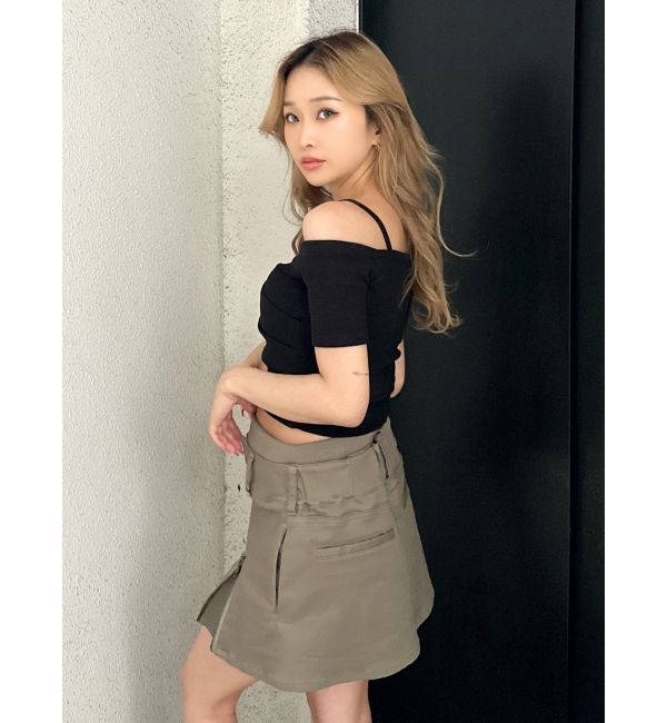 GYDA「ハーフスリーブカシュクールオフショルショートトップス」|Tシャツ・カットソー|