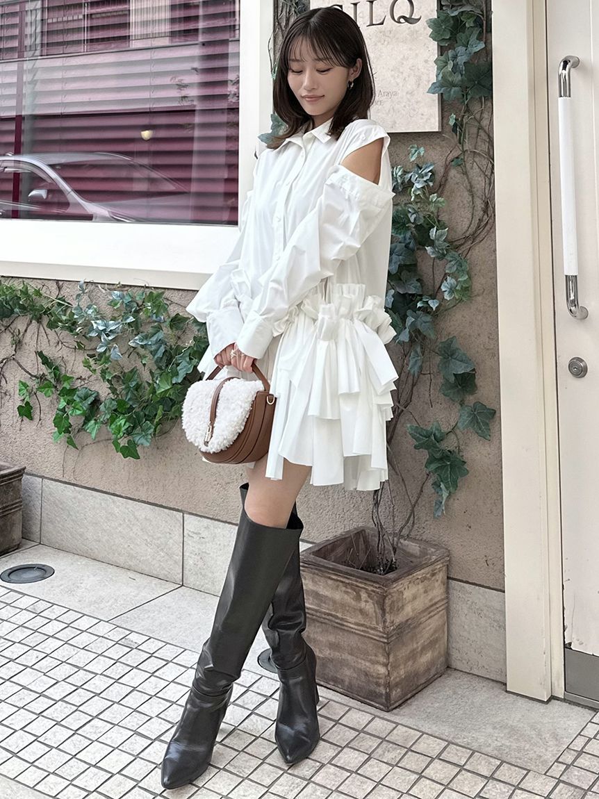 SNIDEL「リボンシャツ」|ワンピース|WHT