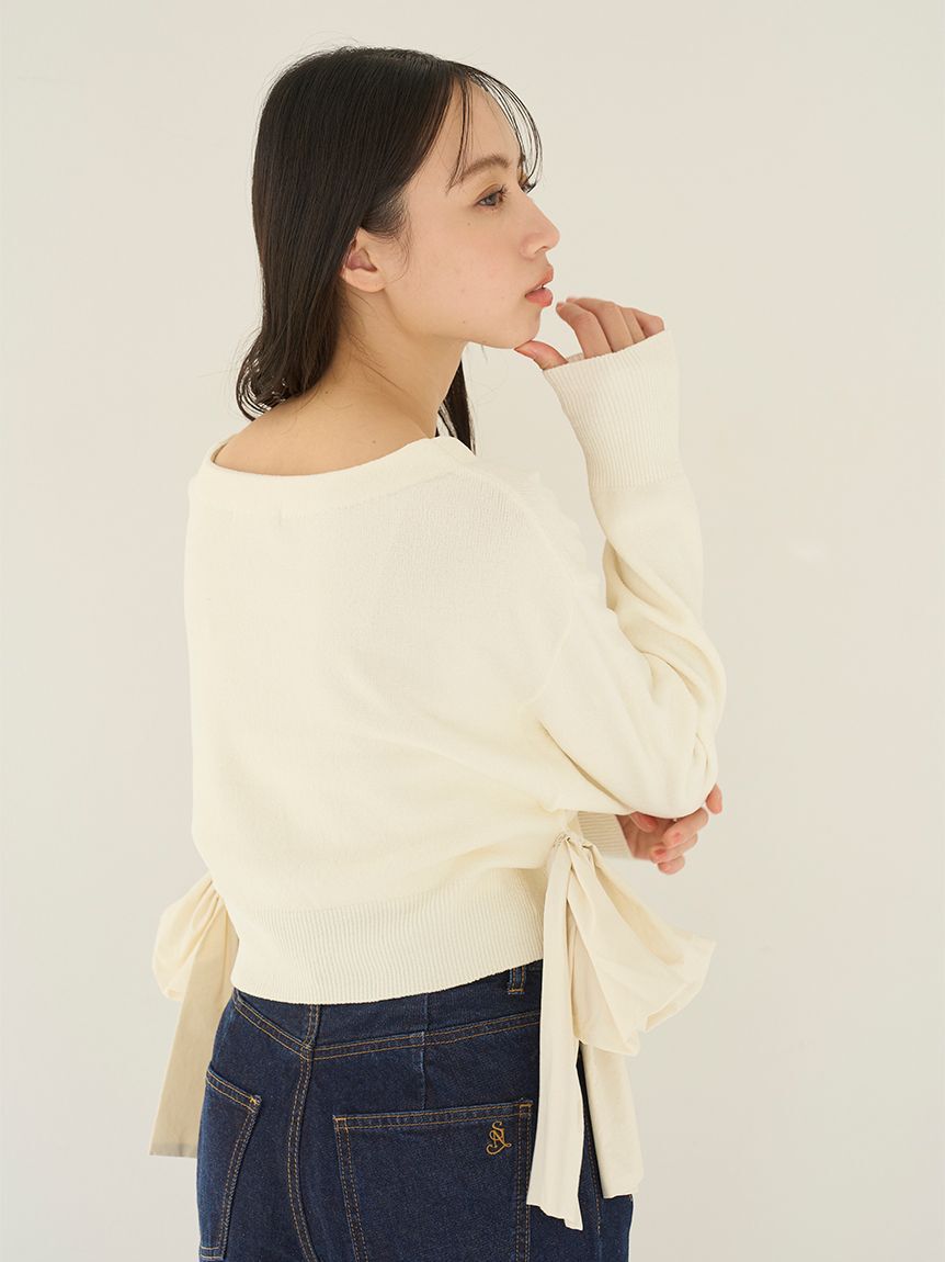 SNIDEL「リボンドッキングカーディガン」|カーディガン|