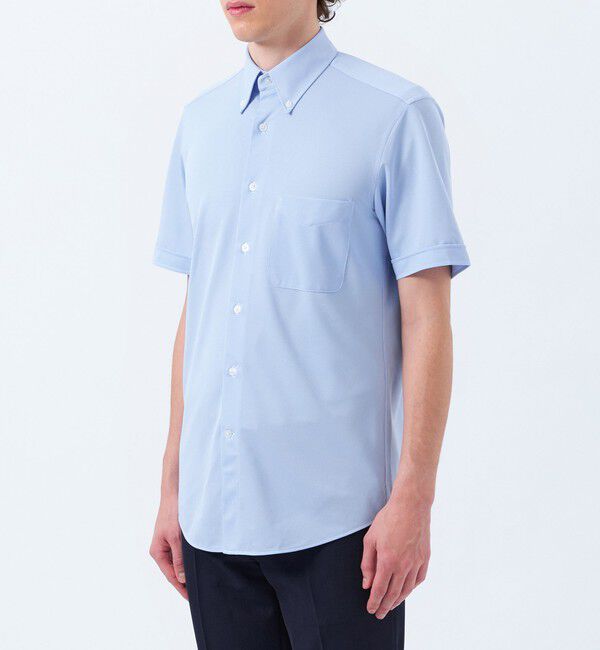MACKINTOSH PHILOSOPHY「トロッター トリコットジャージー半袖ボタンダウンシャツ  無地/ストライプ」|シャツ・ブラウス|