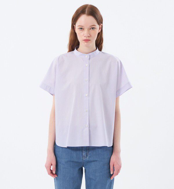 MACKINTOSH PHILOSOPHY「バンドカラーストライプハーフシャツ」|シャツ・ブラウス|