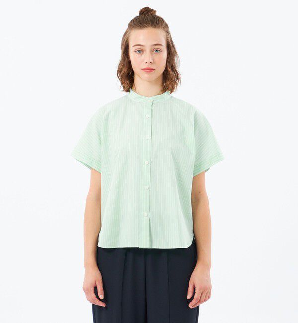 MACKINTOSH PHILOSOPHY「バンドカラーストライプハーフシャツ」|シャツ・ブラウス|