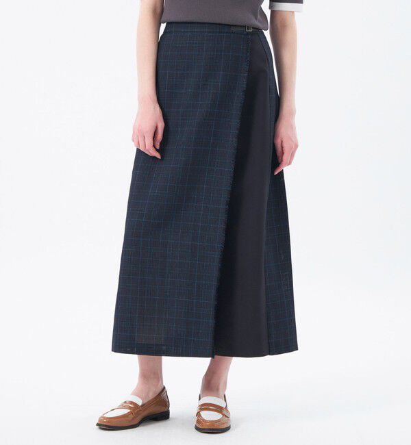 MACKINTOSH PHILOSOPHY「バスケットチェックサイドベルトスカート」|スカート|ネイビー
