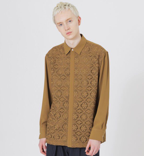  「シルエットレースコンビシャツ」|シャツ・ブラウス|イエロー