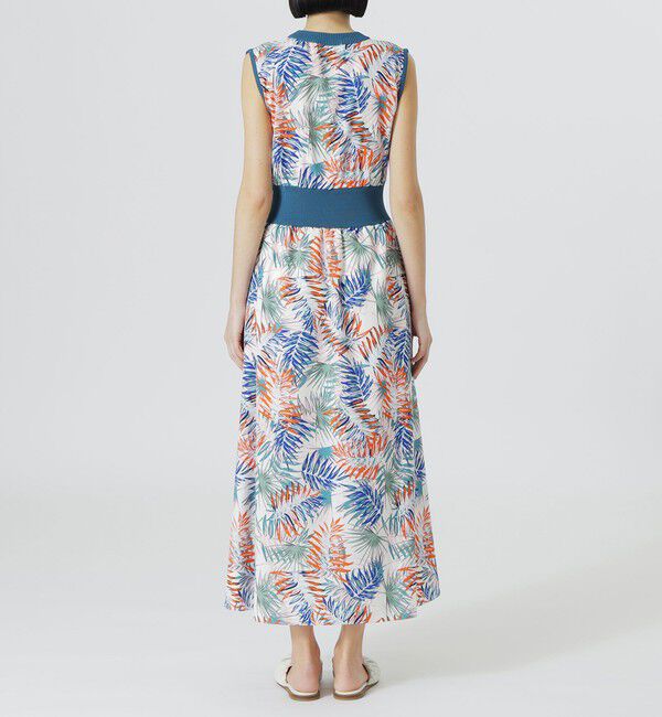  「【手洗い可】リブコンビボタニカルプリントワンピース」|ワンピース|