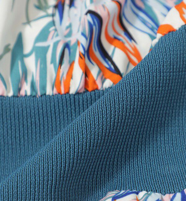  「【手洗い可】リブコンビボタニカルプリントワンピース」|ワンピース|