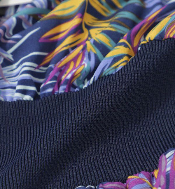  「【手洗い可】リブコンビボタニカルプリントワンピース」|ワンピース|