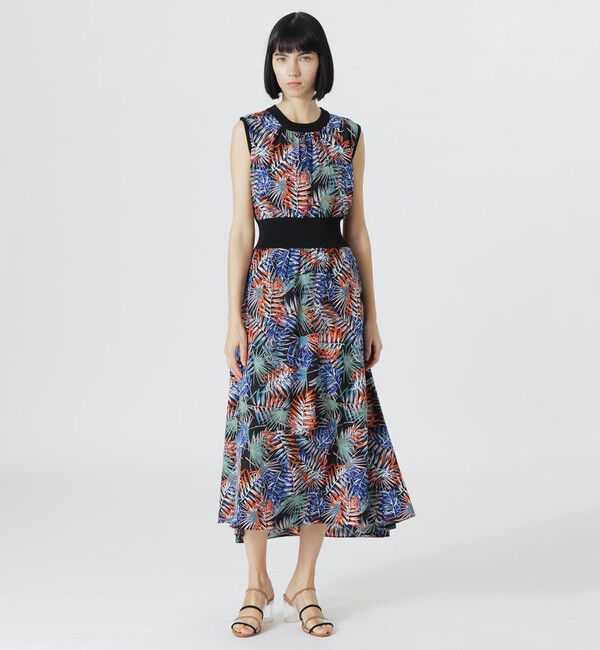  「【手洗い可】リブコンビボタニカルプリントワンピース」|ワンピース|