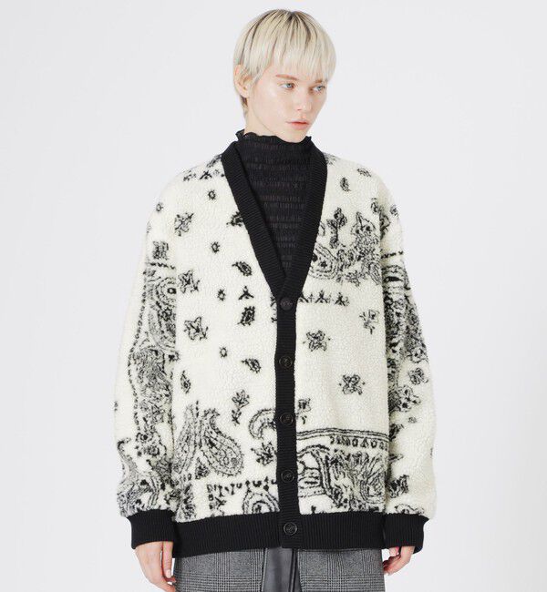  「ペイズリーボアコンビカーデ」|ニット・セーター|