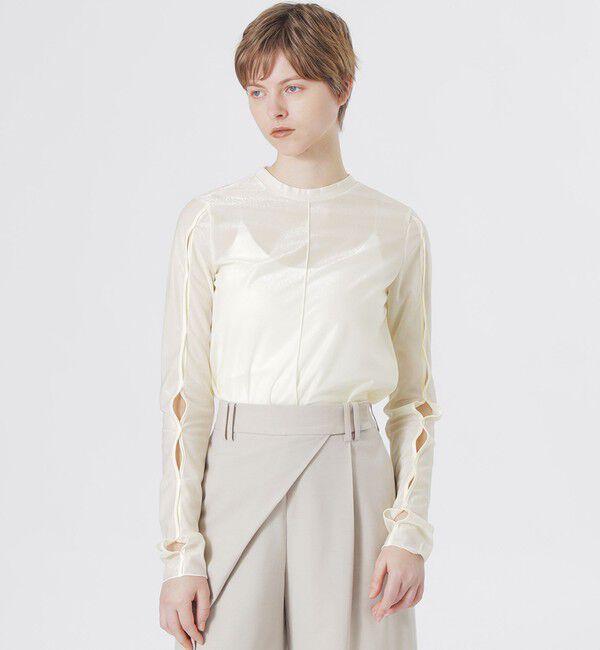  「シアーカットアウトプルオーバー」|Tシャツ・カットソー|ホワイト