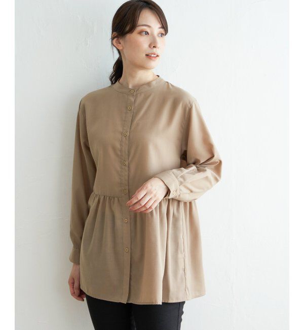 ikka「ウエストギャザー切り替えシャツ」|シャツ・ブラウス|