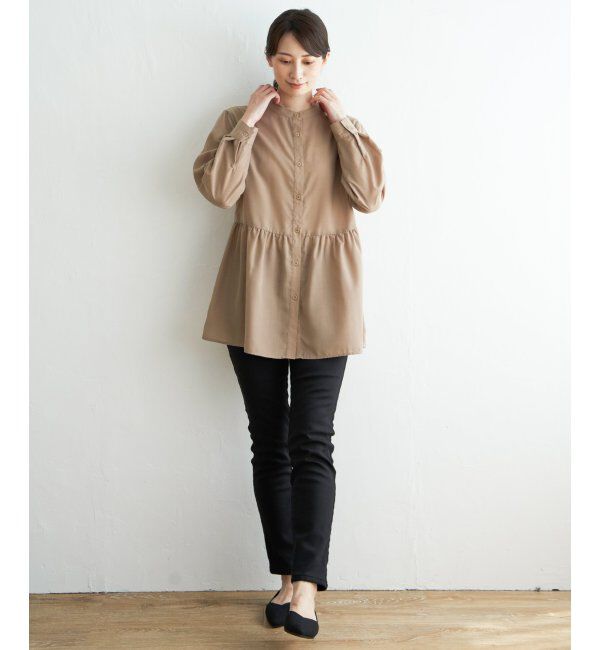 ikka「ウエストギャザー切り替えシャツ」|シャツ・ブラウス|