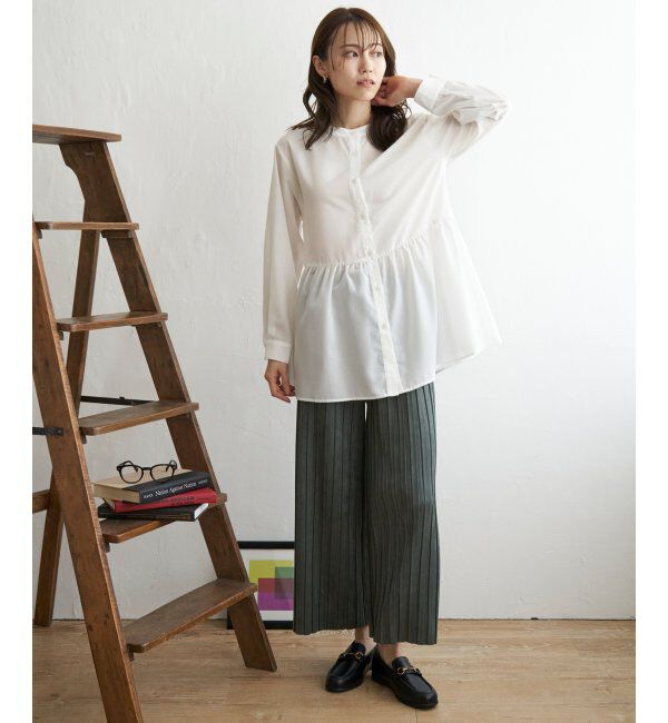 ikka「ウエストギャザー切り替えシャツ」|シャツ・ブラウス|
