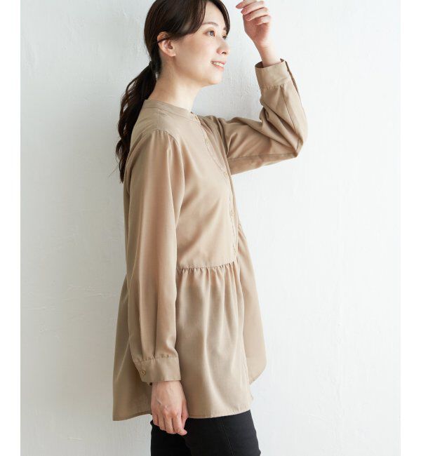 ikka「ウエストギャザー切り替えシャツ」|シャツ・ブラウス|
