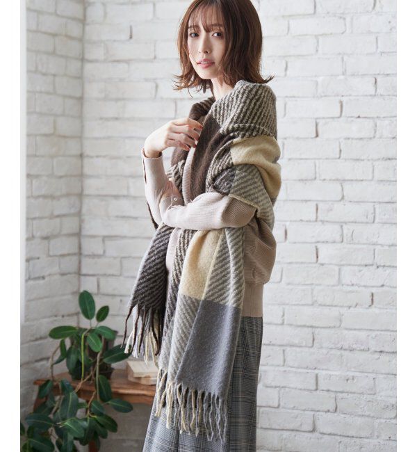 ikka「ブロックチェックマフラー」|マフラー|