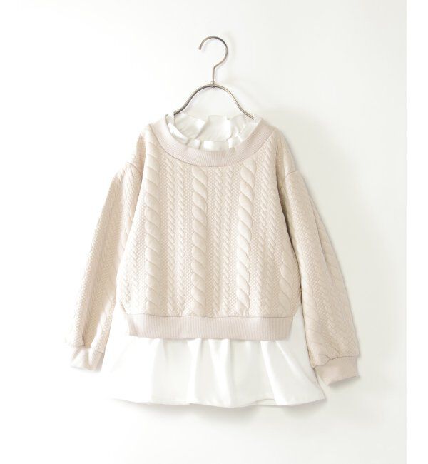 ikka kids「フクレジャカード襟裾フリルプルオーバー（120~160cm）」|Tシャツ・カットソー|ベージュ