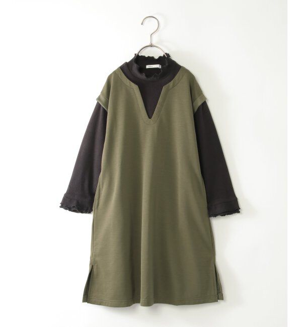 ikka kids「キーネックジャンスカドッキングワンピース（120~160cm）」|スカート|オリーブ