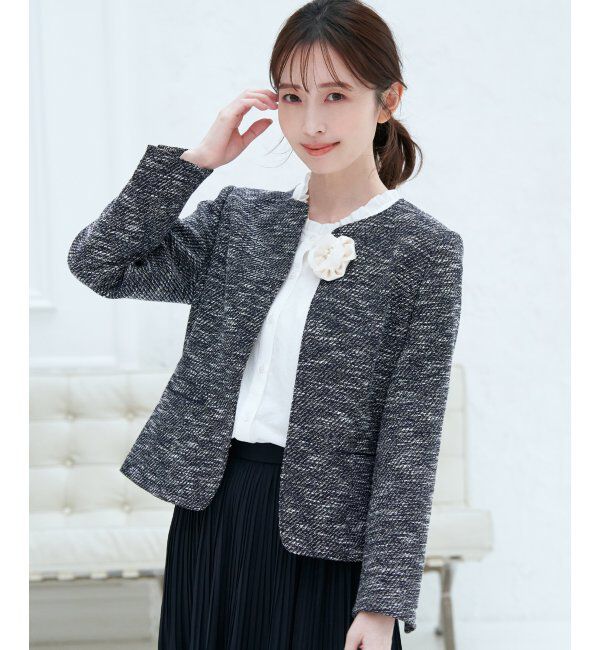 IKKA LOUNGE「ファンシーツイードジャケット」|その他|ネイビーブルー