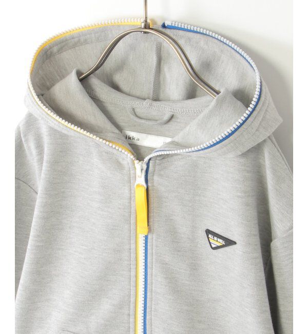 ikka kids「ポンチジップ配色ワッペンパーカー（120~160cm）」|Tシャツ・カットソー|