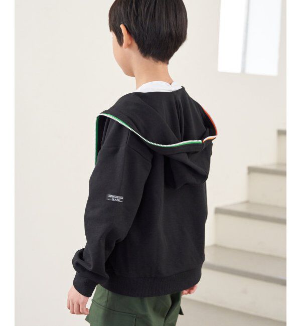 ikka kids「ポンチジップ配色ワッペンパーカー（120~160cm）」|Tシャツ・カットソー|