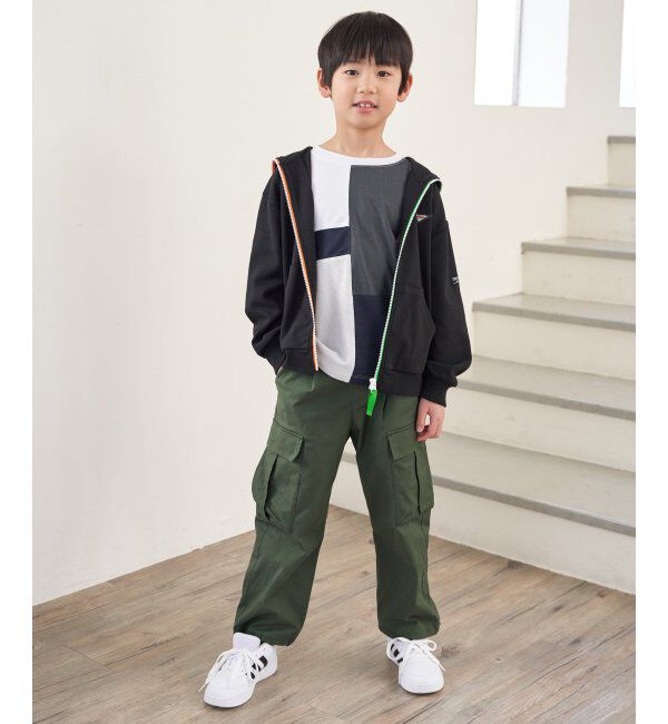 ikka kids「ポンチジップ配色ワッペンパーカー（120~160cm）」|Tシャツ・カットソー|