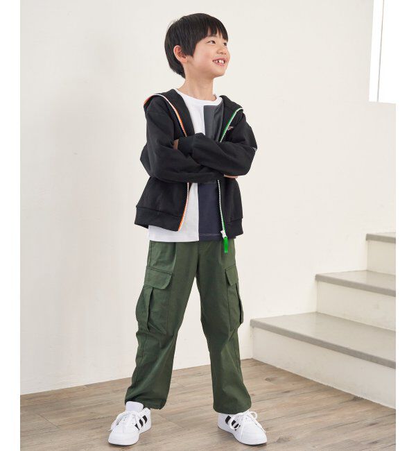 ikka kids「ポンチジップ配色ワッペンパーカー（120~160cm）」|Tシャツ・カットソー|