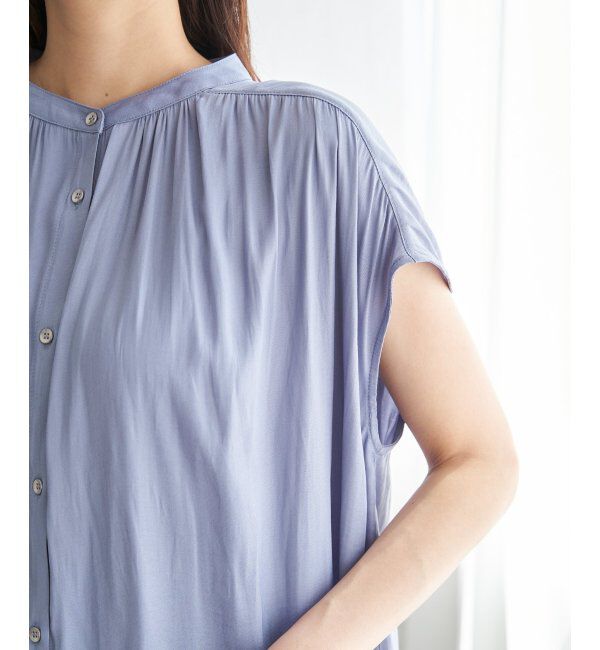 ikka「【セットアップ対応】カッセンギャザーフレンチ袖ブラウス」|シャツ・ブラウス|