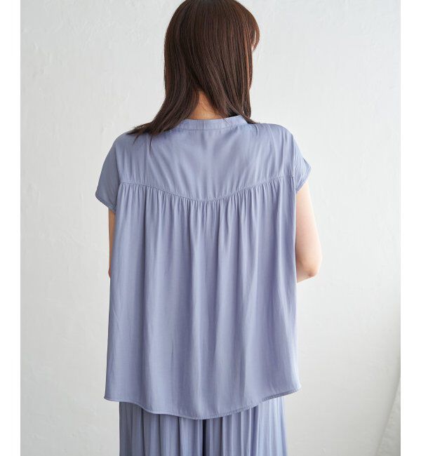 ikka「【セットアップ対応】カッセンギャザーフレンチ袖ブラウス」|シャツ・ブラウス|