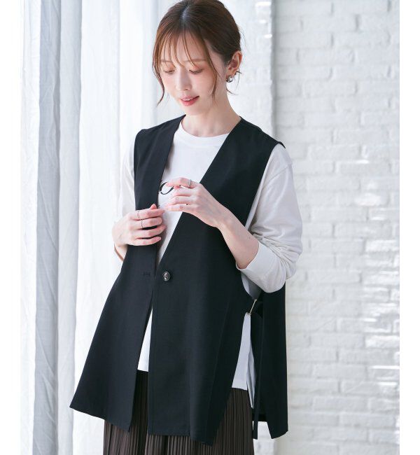 ikka「ドライタッチサイドスリットジレ」|ダウンベスト・ベスト|