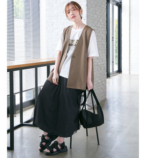 ikka「ドライタッチサイドスリットジレ」|ダウンベスト・ベスト|