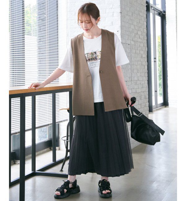 ikka「ドライタッチサイドスリットジレ」|ダウンベスト・ベスト|