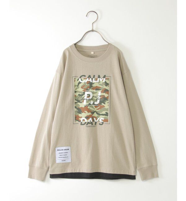 ikka kids「裾レイヤードカモフラプリントロンT（120~160cm）」|Tシャツ・カットソー|グレージュ