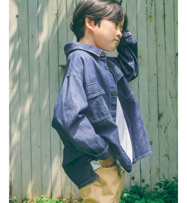 ikka kids「【親子コーデ】フェイクスエード／デニムシャウター（110~160cm）」|シャツ・ブラウス|