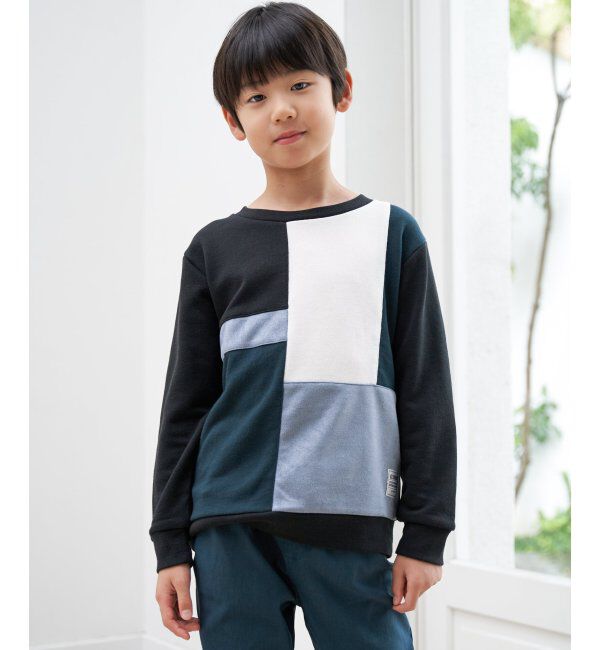 ikka kids「【親子コーデ】フェイクスエードブロックスプルオーバー（120~160cm）」|Tシャツ・カットソー|