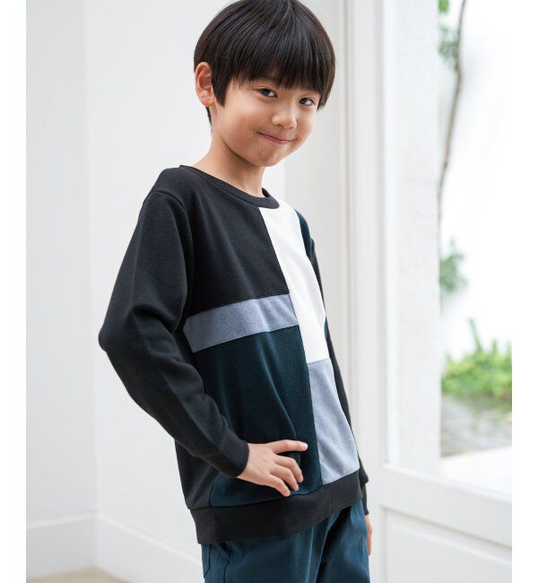 ikka kids「【親子コーデ】フェイクスエードブロックスプルオーバー（120~160cm）」|Tシャツ・カットソー|