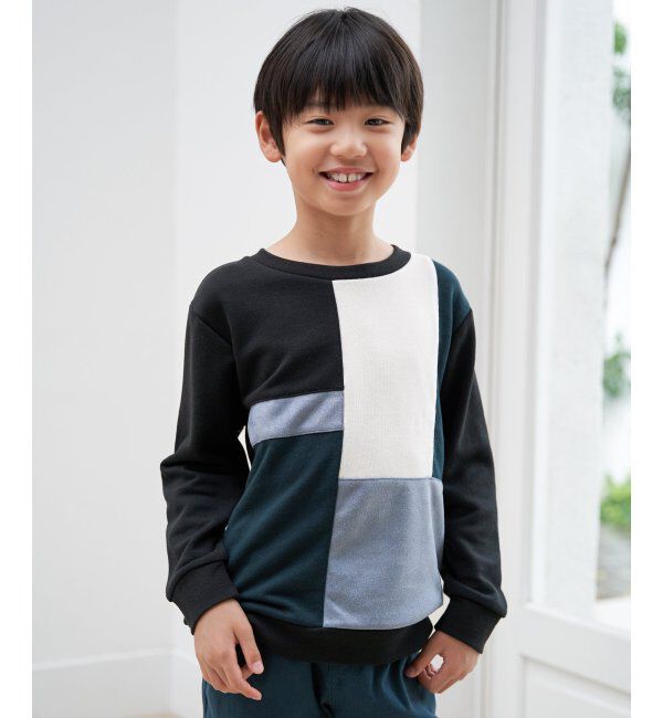 ikka kids「【親子コーデ】フェイクスエードブロックスプルオーバー（120~160cm）」|Tシャツ・カットソー|